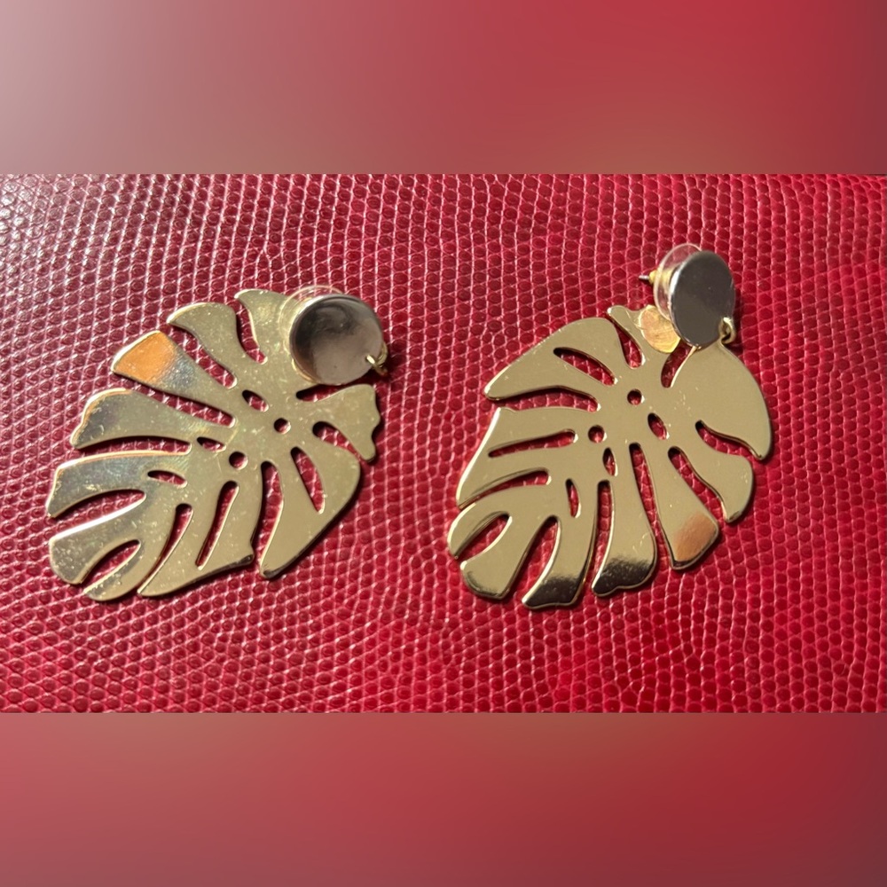 Large Gold Leaf Earrings